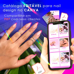 Imagem de capa para o Ebook Catálogo EDITÁVEL para salões de beleza, nail design e espaço de estética 