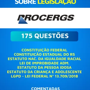 Imagem de capa para o Ebook PDF PROCERGS LEGISLAÇÃO CONCURSO 2025