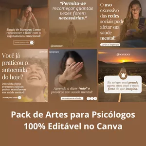 Imagem de capa para o Ebook Pack Canva – Artes Editáveis para Psicólogos