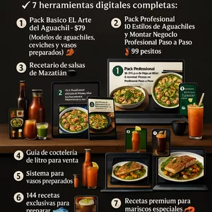 Imagen de portada para Ebook COMBO PRO Negocio de Mariscos profesional🍤✨ · $249 💣 Incluye TODO el Modelo 1 + Modelo 2 (los dos anteriores juntos , precio especial de promo) 🔥 | Recetas 📘 + Costos 💰 + Ideas visuales 🎨 + Plan de negocio completo 🧠📈