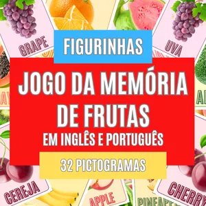 Imagem de capa para o Ebook Jogo da Memória de Frutas em Português e Inglês