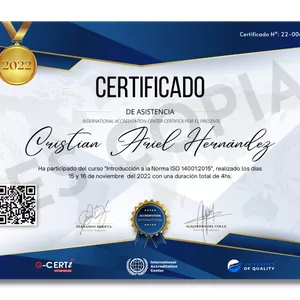 Imagen de portada para Ebook  Certificado Curso Introducción ISO 14001