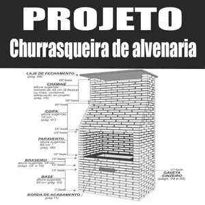 Imagem de capa para o Ebook Projetos Churrasqueiras Alvenaria + 5 Projetos 
