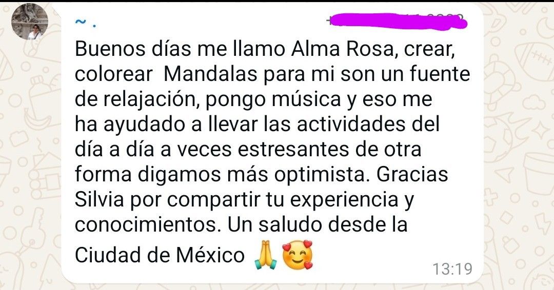 María, alumna de la Academia avanzada Mindful Mandala