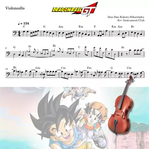 Cover image for Ebook Violoncello Dragon Ball GT Opening Dan Dan Kokoro Hikareteku 