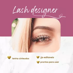 Imagem de capa para o Curso online +de 100 packs de canva P /  LASH DESIGNER