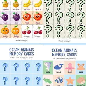 Imagem de capa para o Ebook Jogos da memória das Frutinhas e Animais do Oceano