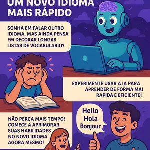 Imagem de capa para o Ebook Inteligência Artificial e Como Aprender um Novo Idioma Mais Rápido