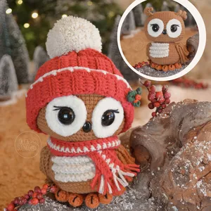 Imagem de capa para o Ebook Coralina - Coruja Natalina - Tutorial em PDF