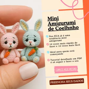 Imagem de capa para o Ebook Mini Amigurumi de Coelho