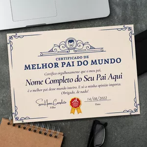 Imagem de capa para o Ebook Certificado de Melhor Pai do Mundo (Editável)