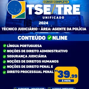 Imagem de  Curso Técnico Judiciário – Agente da Polícia Judicial criado por CONCURSOS ONLINE na hotmart