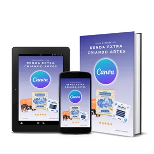 Imagem de capa para o Ebook Guia Definitivo para Ganhar uma Renda Extra Criando Artes no Canva
