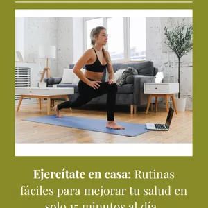 Imagen de portada para Ebook Ejercítate en casa: Rutinas fáciles para mejorar tu salud en solo 15 minutos al día. 