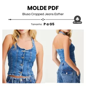 Imagem de capa para o Ebook MOLDE BLUSA CROPPED JEANS ESTHER