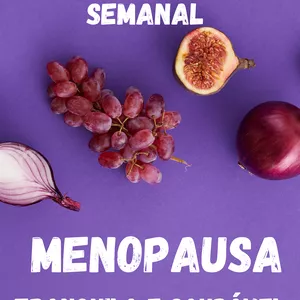 Imagem de capa para o Ebook Receitas e cardápio semanal para uma menopausa tranquila e saudável