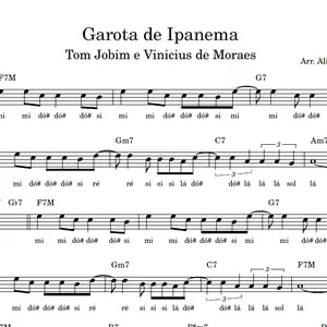 Imagem de capa para o Ebook Garota de Ipanema (Tom Jobim e Vinicius de Moraes) - Partitura para instrumentos em Mi Bemol