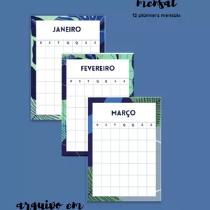 Imagem principal do produto Planner mensal Folhagens