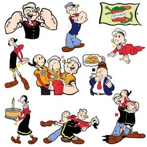 Imagen de portada para Curso online Diseños para vinilo en capas. Temática: Popeye .png  y  .svg