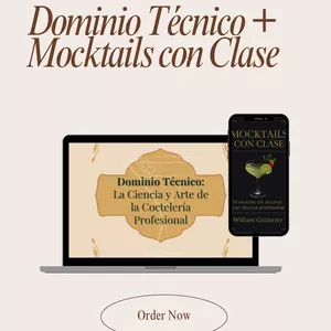 Imagen de portada para Ebook Combo Premium: Dominio Técnico + Mocktails con Clase Aprende coctelería profesional y sin alcohol desde cero con estilo y técnica