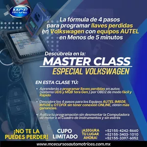 Imagen de portada para Curso online Fórmula de 4 pasos para programar llaves en Volkswagen con equipos Autel
