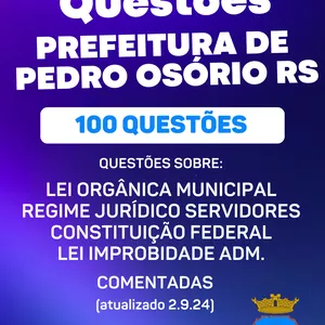 Imagem de capa para o Ebook PDF PEDRO OSÓRIO SIMULADO LEGISLAÇÃO 2024