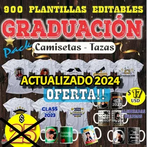 Imagen de portada para Curso online PACK GRADUCACION PLANTILLAS PARA CAMISETAS-POLOS - TAZAS