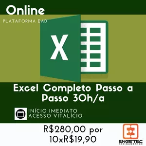 Imagem de capa para o Curso online Excel Avançado do Zero Passo a Passo