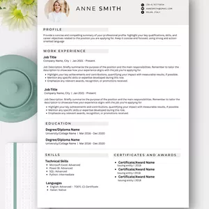 Cover image for Online course CV Template - Elegant and Minimalistic Editable Resumen Template in Word and PDF