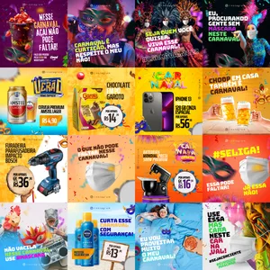 Imagem de capa para o Ebook Pack Carnaval  - Editável Direto no Canva 20 Artes 