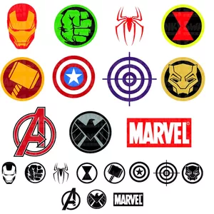 Cover image for Online course Avengers Superhero Symbol Clipart | SVG/PNG/EPS | Iron Man | Spider-Man | Captain America | Hulk | Black Panther | Printable Digital Files
