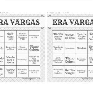 Imagem de capa para o Ebook BINGO DE HISTÓRIA ERA VARGAS