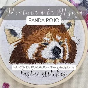 Imagen de portada para Ebook Patrón de bordado: Panda Rojo - Nivel principiante
