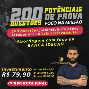 Imagem de capa para o Curso online 200 QUESTÕES POTENCIAIS DE PROVA | EXTRAVAGANTE