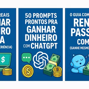 Imagem de capa para o Ebook Kit Renda com IA – 3 E-books Essenciais para Criar Renda com Inteligência Artificial