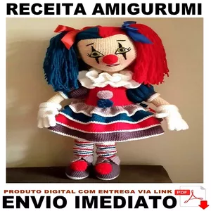 Imagem de capa para o Ebook Receita Crochê Amigurumi - Palhaça Clara