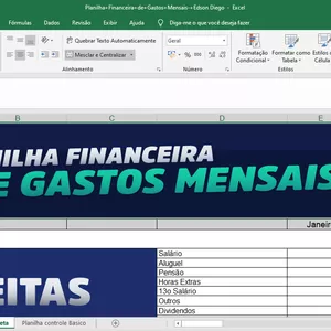 Imagem do curso Planilha de controle mensal de Receitas e Despesas 