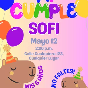 Imagen de portada para Ebook Invitación Digital Editable Cumpleaños Infantil Capibara 🎉