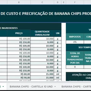 Imagem de capa para o Curso online PLANILHA DE PRECIFICAÇÃO DE BANANA CHIPS (ATACADO)