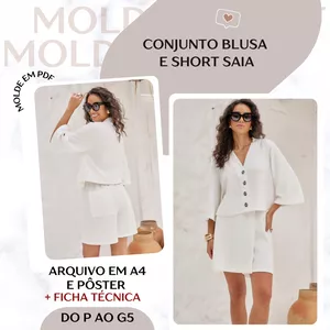 Imagem de capa para o Ebook Conjunto Blusa e Short Saia - Molde em PDF