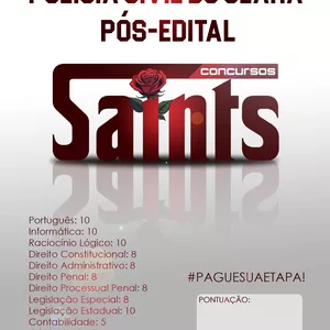 Imagem de capa para o Ebook Simulado I PCCE Pós Edital - Saints Concursos