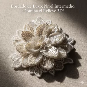 Imagen de portada para Curso online ¡De Brillante a Diseñador! Bordado de Lujo y Texturas 3D (Nivel Intermedio)