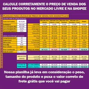 Imagem de capa para o Curso online Planilha de Precificação 2023 - Mercado Livre e Shopee