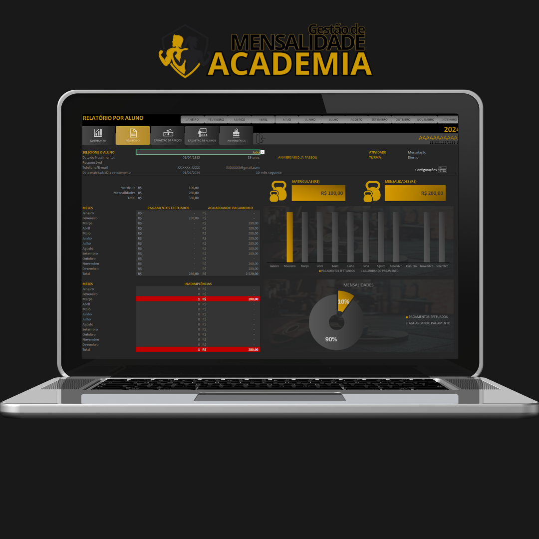 Imagem do curso Planilha Gestão de Mensalidade para Academias