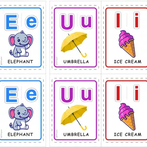 Cover image for Ebook Discovering The Vowels - Printable Baby Flashcards (PDF)