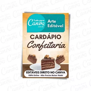 Imagem principal do produto Canva Pack Editável - Cardápio de Confeitaria + 5 Kits Bônus