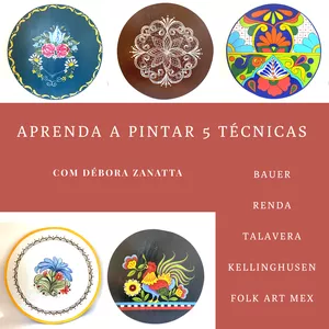 Imagem de Curso 5 técnicas de pintura: Bauer, Renda, Talavera, Kellinghusen e Folk Art Mexicana criado por Ateliê Angiolina na hotmart