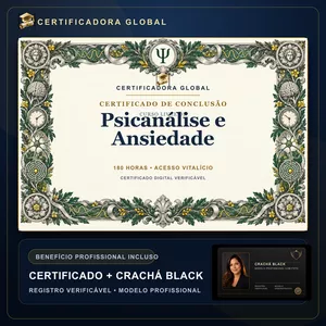 🔥 BOLSA 100% [APLICADA] - [MATRÍCULA] CURSO DE FORMAÇÃO EM PSICANÁLISE E ANSIEDADE - ACESSO VITALÍCIO - CRACHÁ BLACK + REGISTRO - CASHBACK R$ 25 - BÔNUS APOSTILA EXTRA - CG