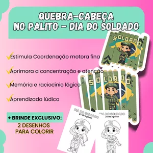 Imagem de capa para o Ebook Quebra-cabeça No Palito - Dia do Soldado 
