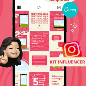 Imagem de capa para o Ebook KIT INFLUENCER - 50 TEMPLATES EDITÁVEIS